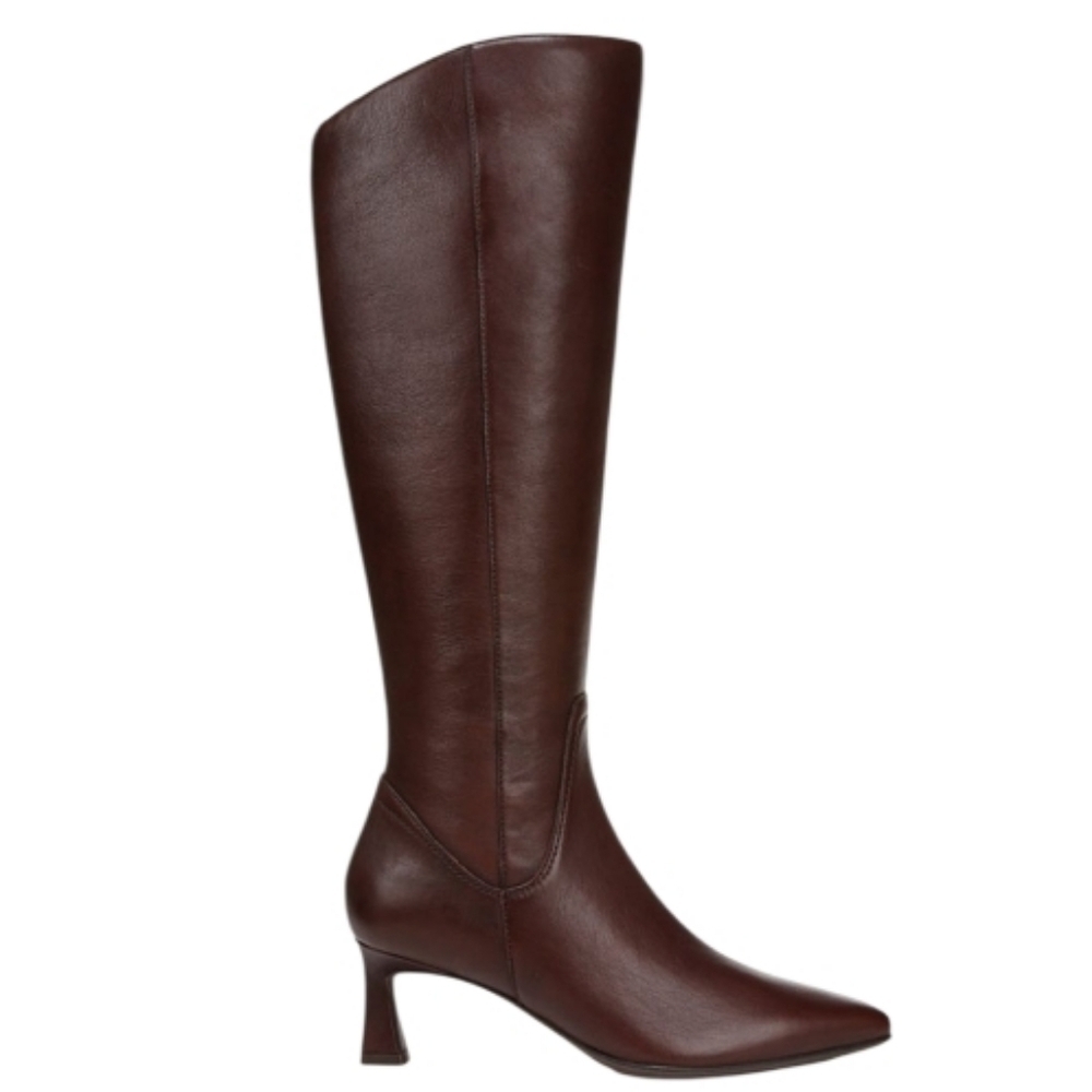 Naturalizer Chocolate Brown Deesha Wide CaIf Knee High Leather Dress Heel Boots - Picture 4 of 8
